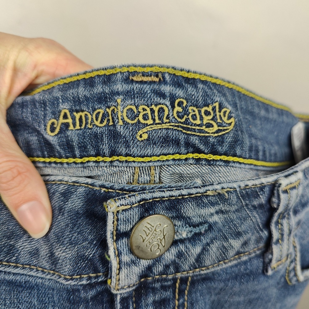Vintage Y2K American Eagle Boyfriend 77 Jeans Womens 8 Short Low Rise Bootcut - Picture 13 of 16
